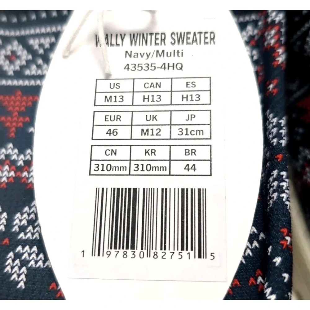 NEW Hey Dude Wally Winter Sweater Shoes Mens 13 Blue Nordic Slip‎ On Loafers NWT